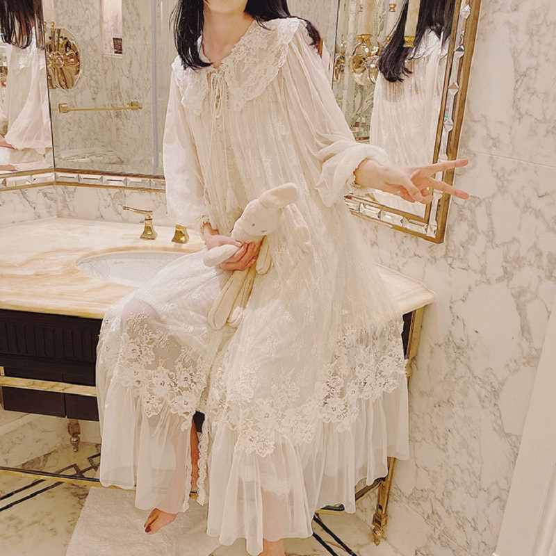 Badminton Victory - Vintage Luxury White Lace 2Pcs Women's